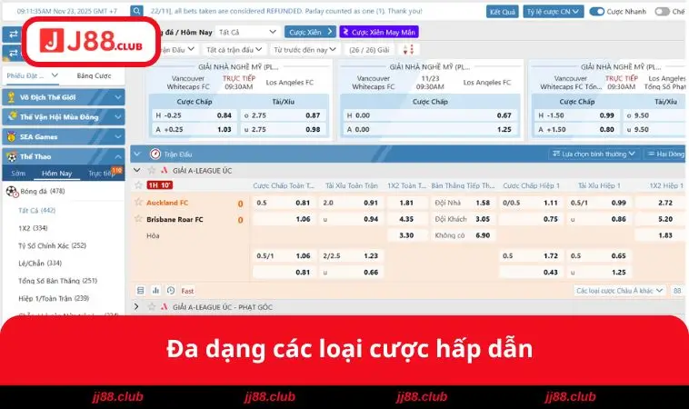 Đa dạng các loại cược hấp dẫn